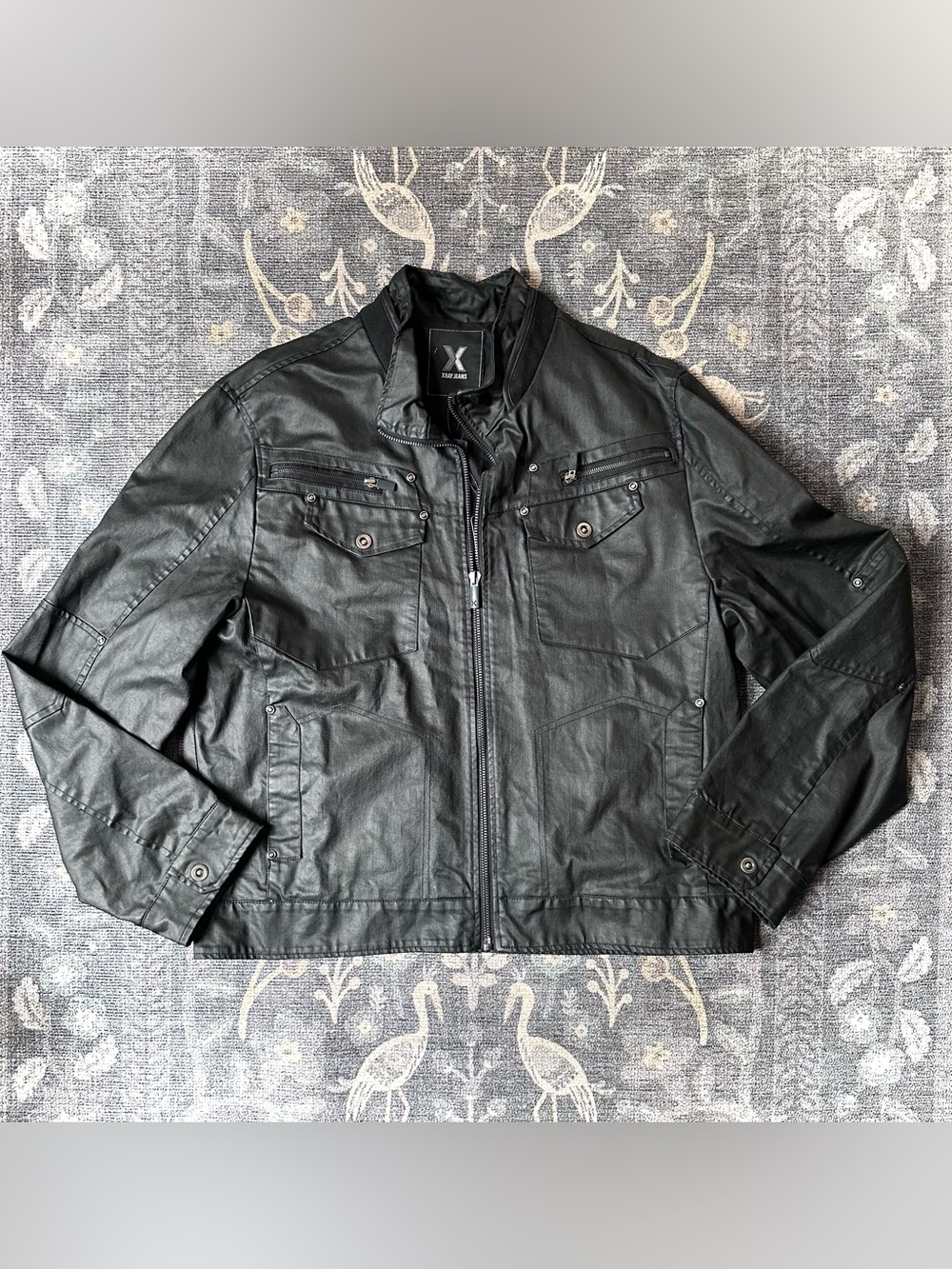 XRAY Jeans Black Coated Canvas Jacket 3XL